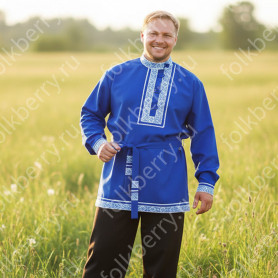 Косоворотка Русич, синий габардин- фото 1